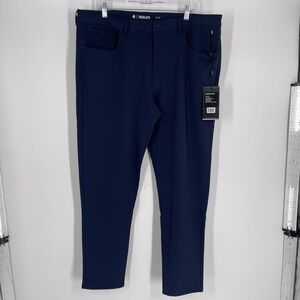 NEW Fourlaps Traverse Pants Mens 38x32 Navy Blue Performance Golf Slim Chino NWT